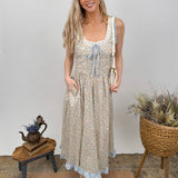 Patsy Pintuck Ruffle Midi Dress