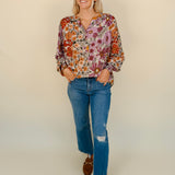 Aurora Floral V Neck Blouse