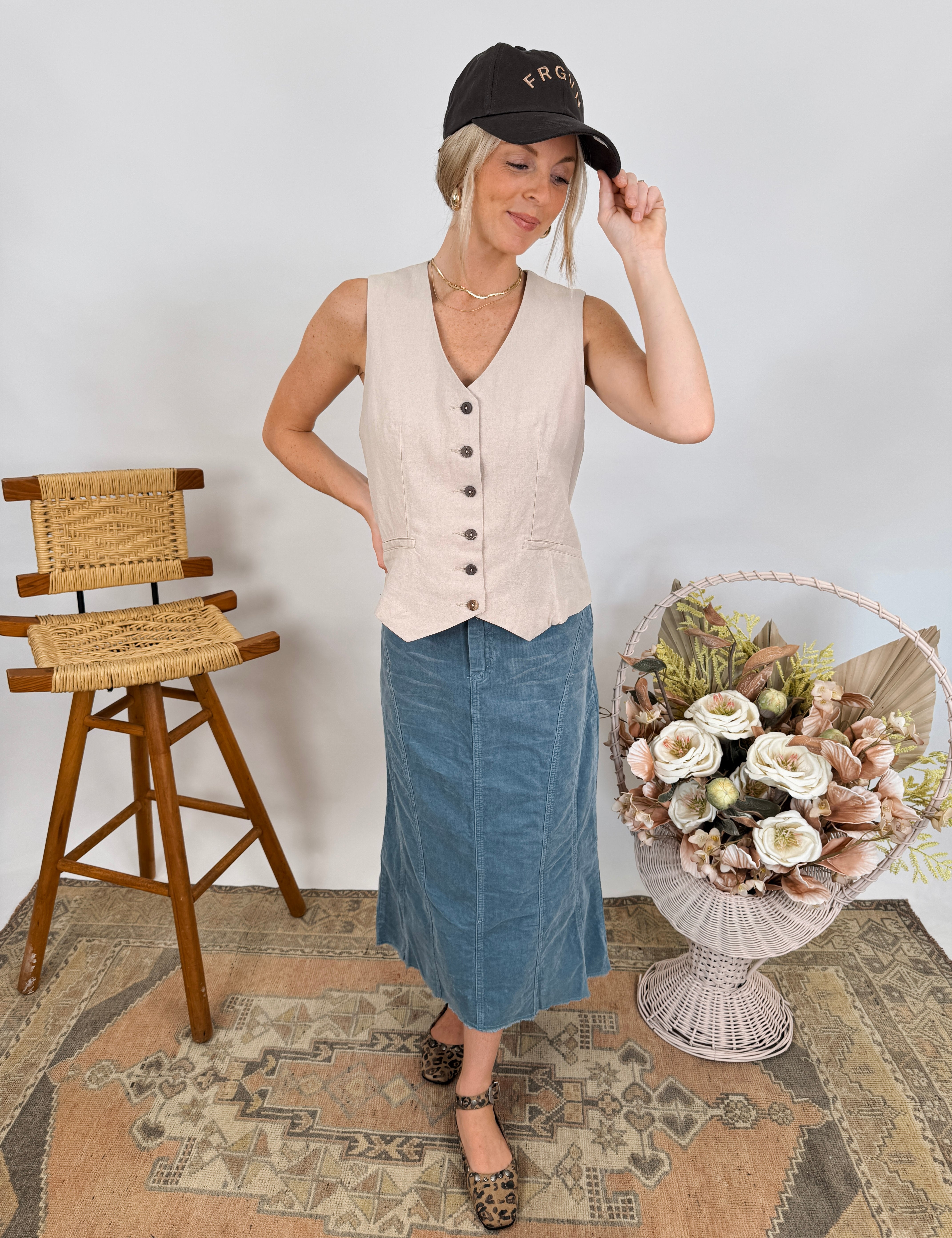 Emmie Corduroy Midi Skirt