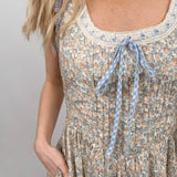 Patsy Pintuck Ruffle Midi Dress