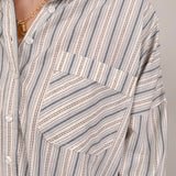 Megan Multi Stripe Button Up Top