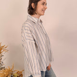 Megan Multi Stripe Button Up Top