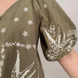 Gently Soaring Embroidered Button Blouse