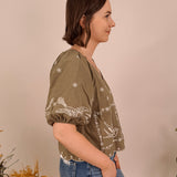 Gently Soaring Embroidered Button Blouse