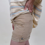 Quincy High Waist Shorts in khaki with cuffed hem and high-rise waist — Paper Doll