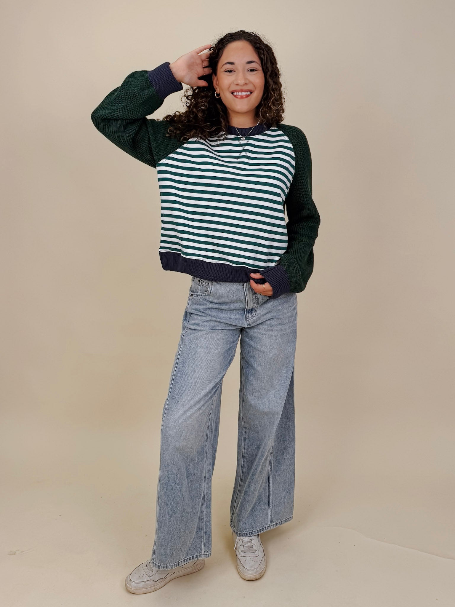 Emery Wide Leg Jeans in vintage light wash denim with patch back pockets — Paper Doll