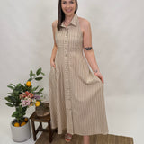 Lydia Striped Button Up Midi Dress