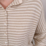 Heartstrings Tugged Striped Cardigan in oatmeal and cream stripes with a button front — Paper Doll
