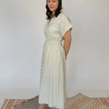 Christina Waist-Defining Stripe Midi Dress
