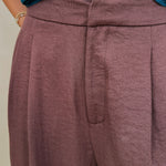Penny For Your Thoughts Pant in cocoa brown twill with pleated front and smocked ankle cuff — Paper Doll