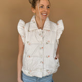 Randi Ruffle Sleeve Puffer Vest