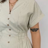 Christina Waist-Defining Stripe Midi Dress