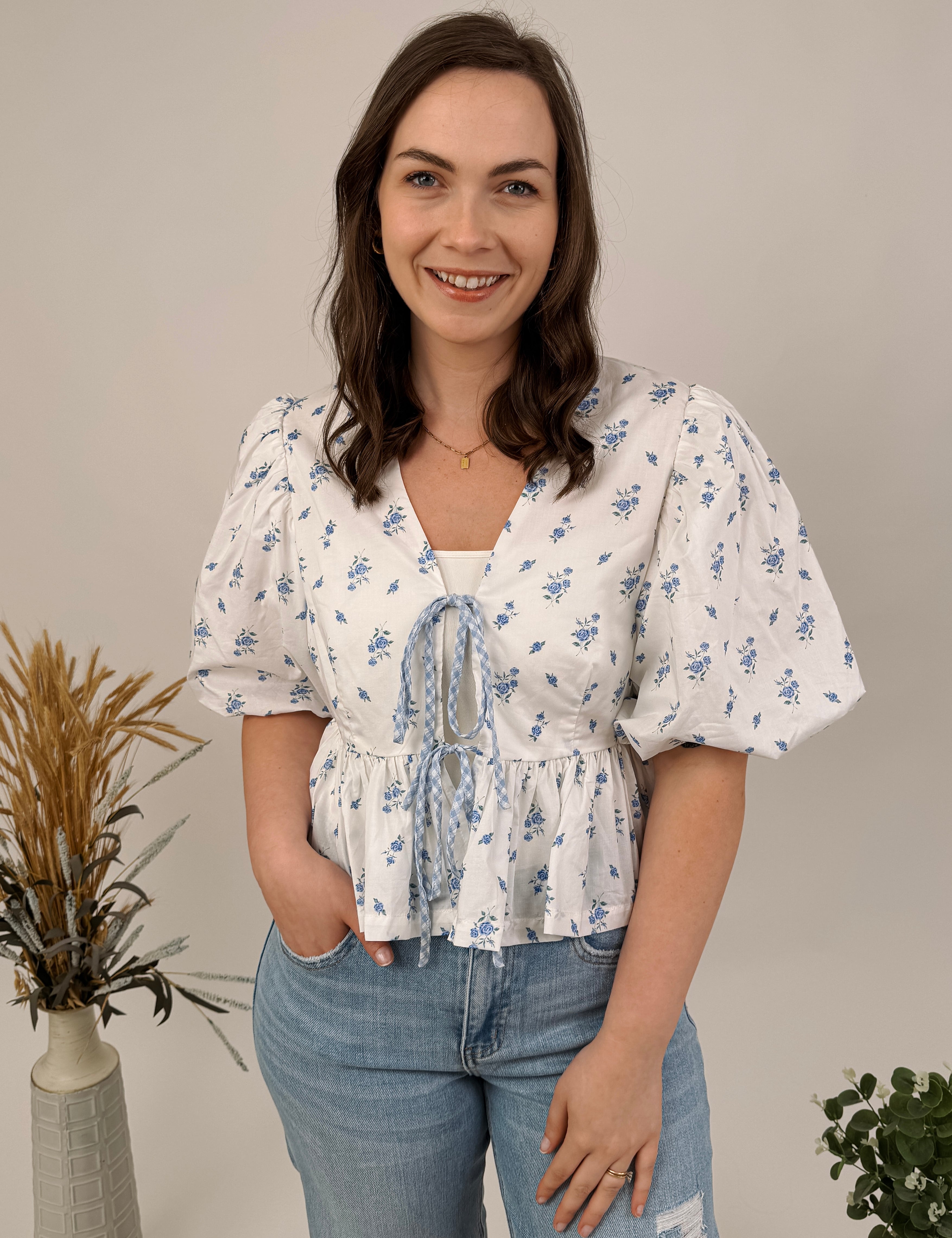 She's A Keeper Floral Bow Tied Crop Top