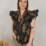Viola Front Button Floral Blouse