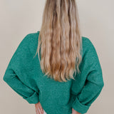 Della Super Soft Button Up Knit Sweater in heathered green with a button front — Paper Doll
