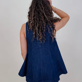 Joy in the Details Set with dark wash denim swing top and matching shorts — Paper Doll