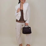 Rhinestud Blouse in mocha mesh with scattered rhinestones — Paper Doll