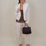 Rhinestud Blouse in mocha mesh with scattered rhinestones — Paper Doll