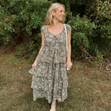 Cadence Floral Tiered Midi Dress