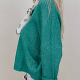 Della Super Soft Button Up Knit Sweater in heathered green with a button front — Paper Doll
