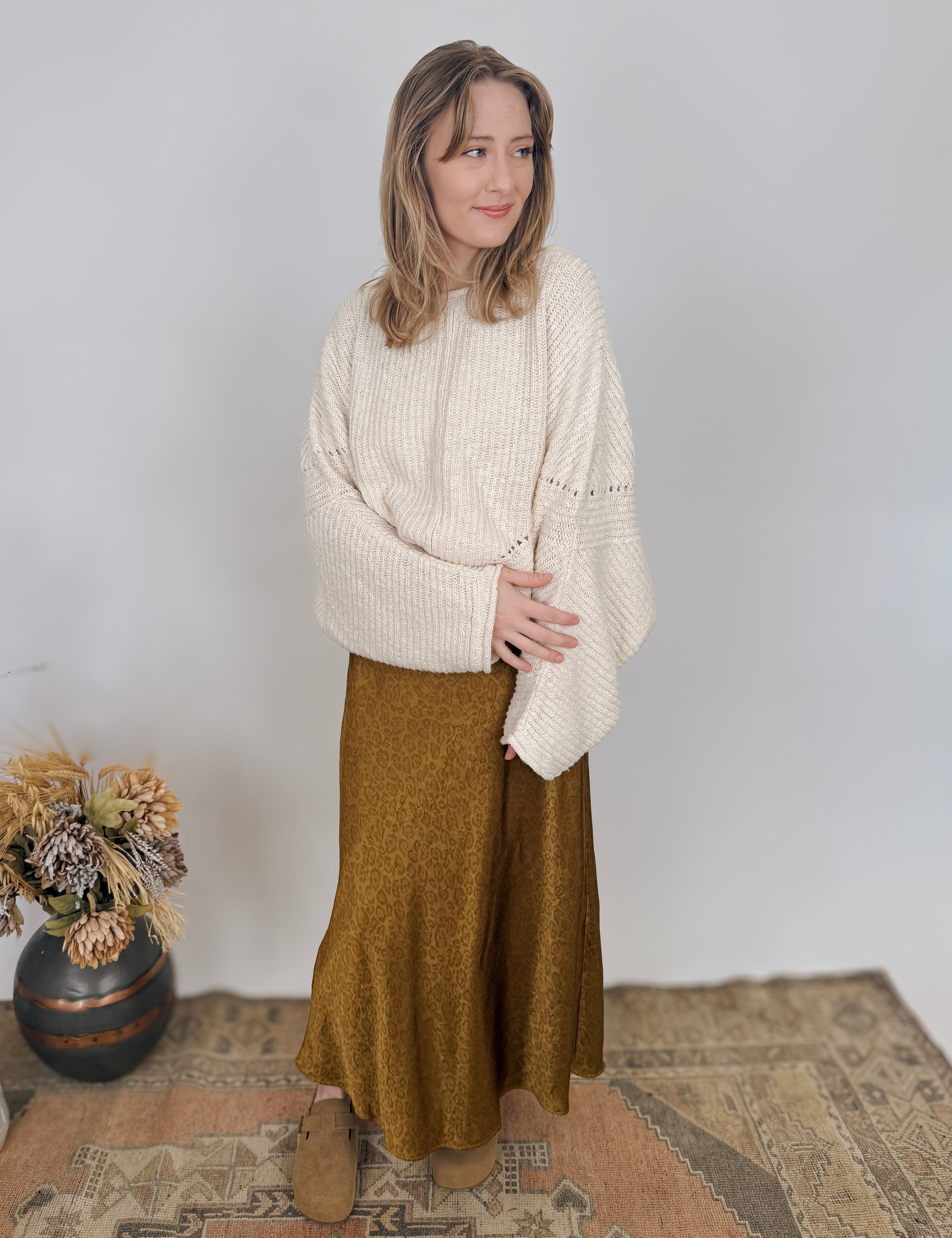Sandra Satin Midi Skirt