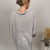 Airy Escape Striped Button Up Top