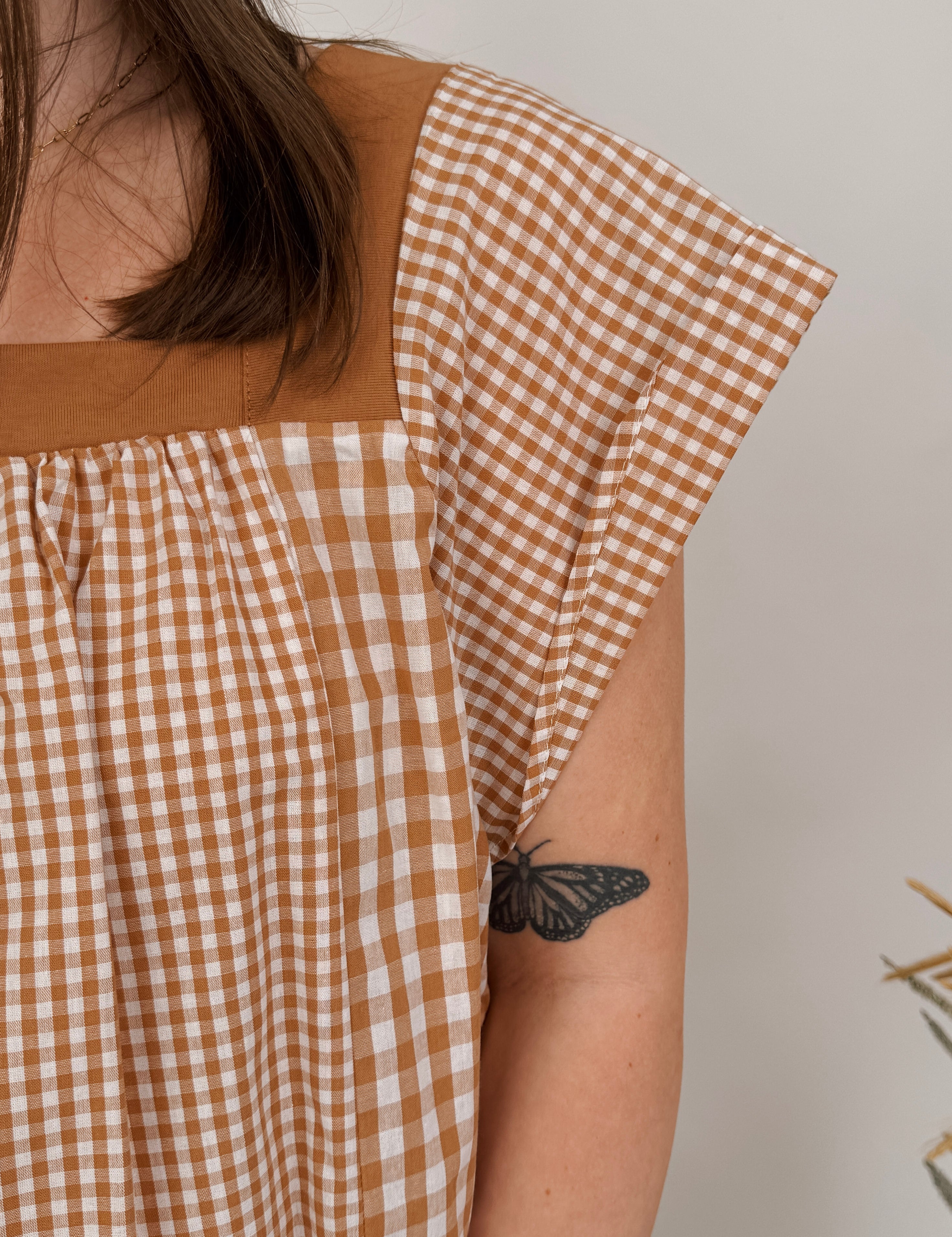 Check Mate Plaid Square Neck Top