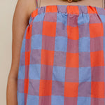 Rebels Midi Dress in red and periwinkle check with adjustable straps — Paper Doll