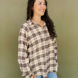 Roxy Plaid Raw Edge Detail Button Up