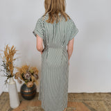 Amber Striped Front Button Midi Dress