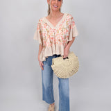 Sprouting Spring V-Neck Knit Top