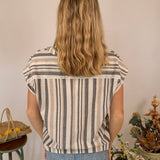 Gentle Grace Linen Stripe Button Up Top