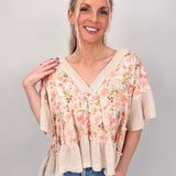 Sprouting Spring V-Neck Knit Top