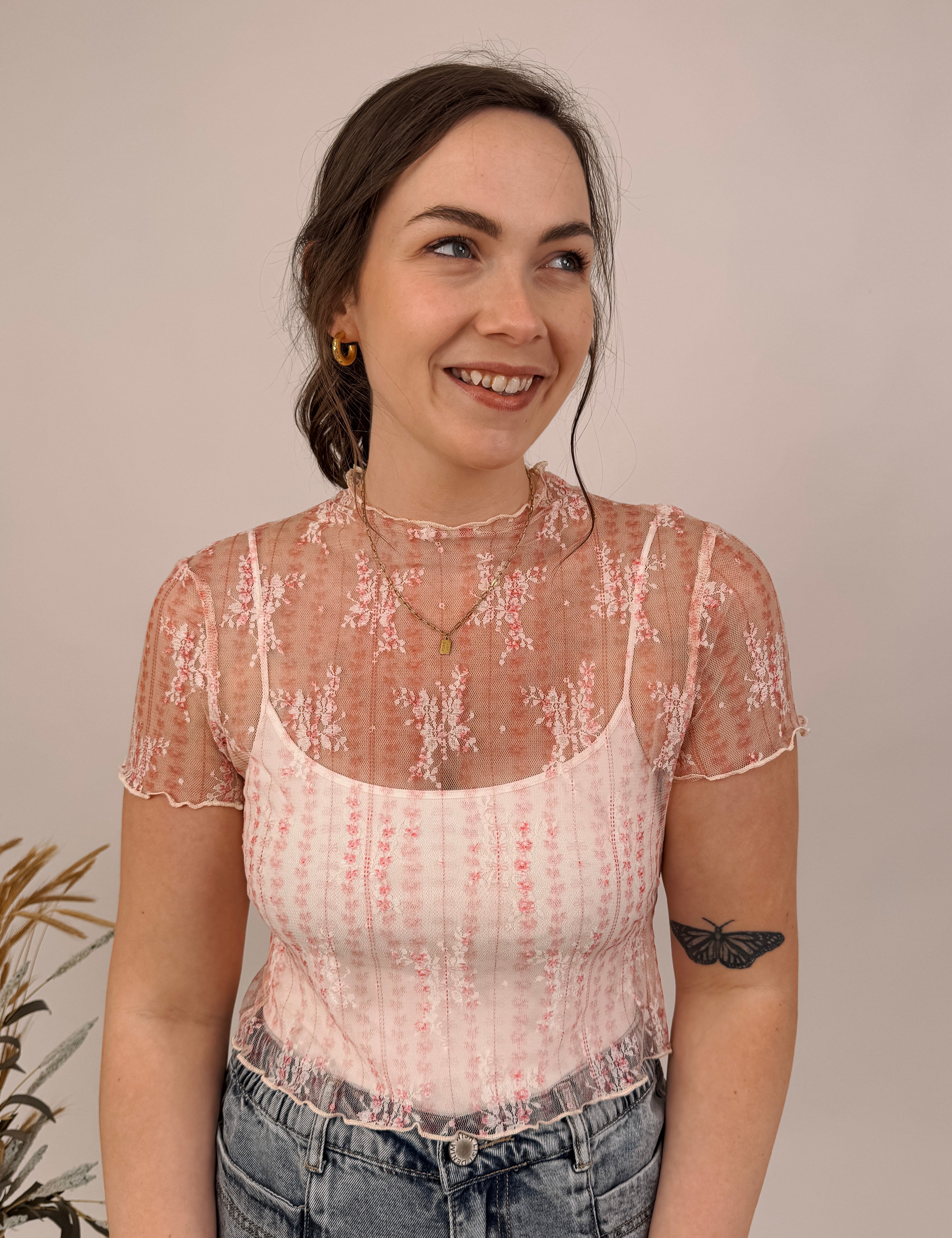 Anita Floral Lace Layering Crop Top