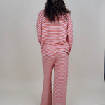 Carousel Stripe Matching Set in pink and blush stripes with boat neck top and wide leg pants — Paper Doll