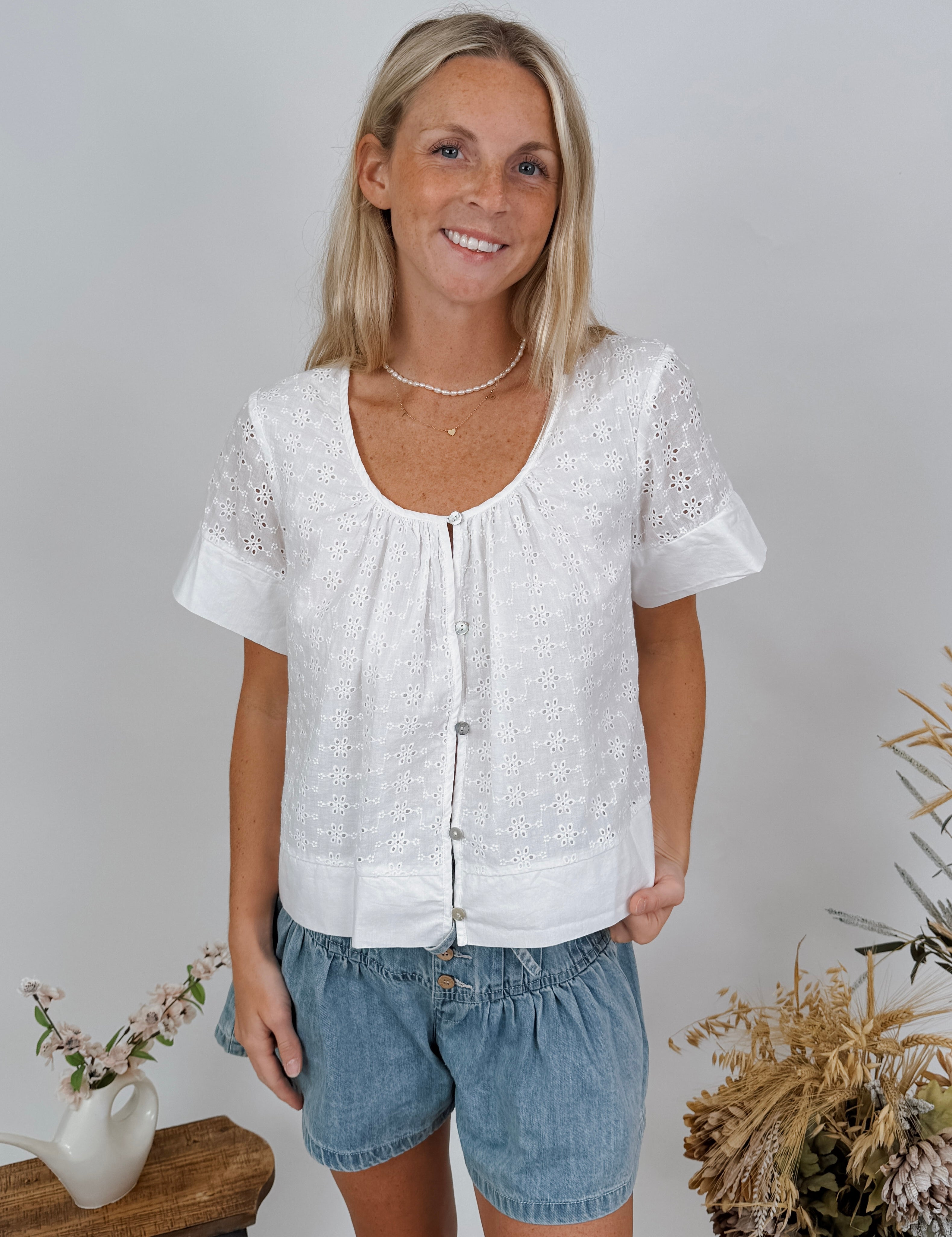 Gwendolyn Cotton Eyelet Blouse