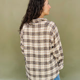 Roxy Plaid Raw Edge Detail Button Up