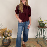 Christine Bow Tie Puff Sleeve Top