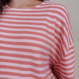 Carousel Stripe Matching Set in pink and blush stripes with boat neck top and wide leg pants — Paper Doll