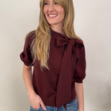 Christine Bow Tie Puff Sleeve Top