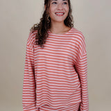 Carousel Stripe Matching Set in pink and blush stripes with boat neck top and wide leg pants — Paper Doll