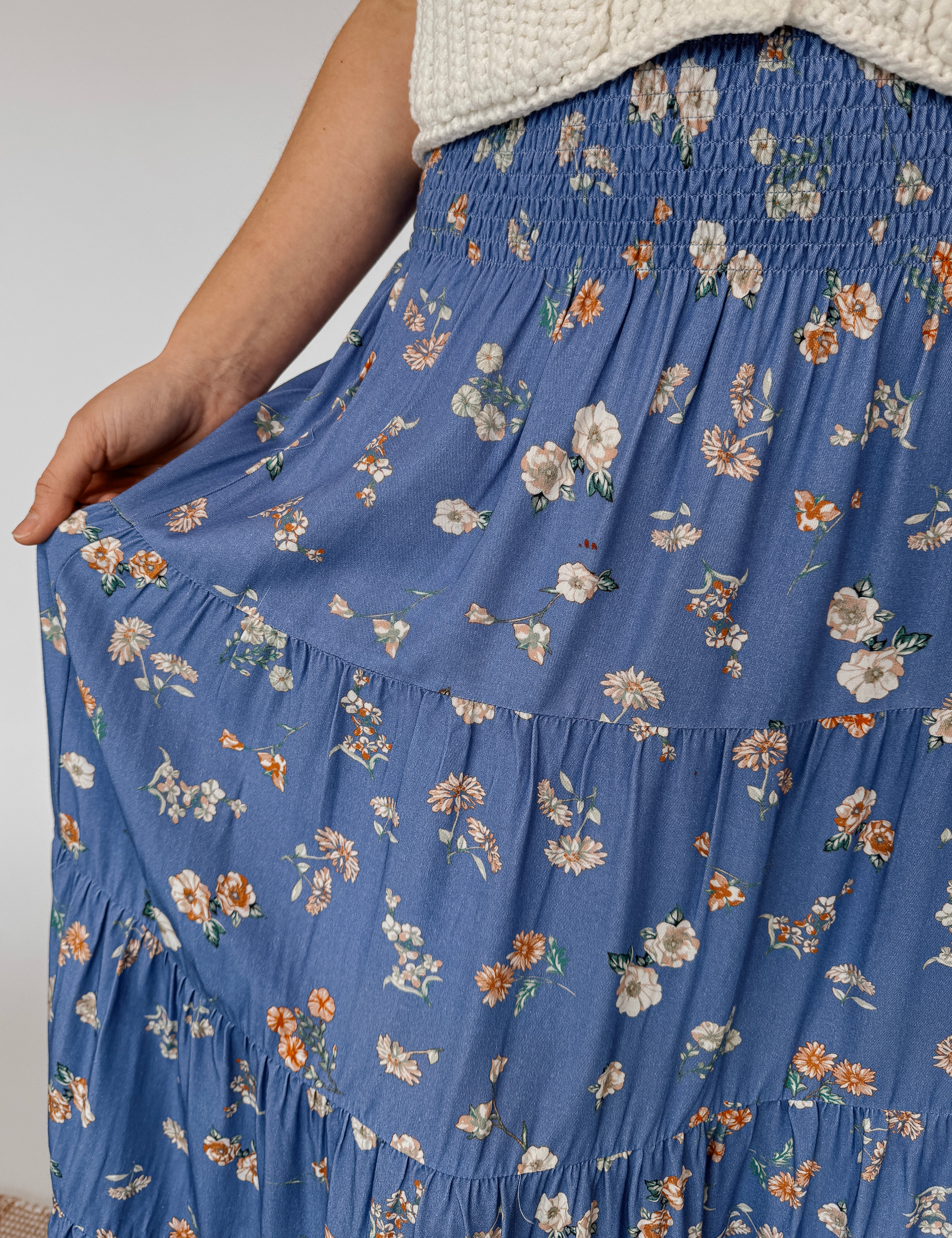 Break The Ice Floral Midi Skirt