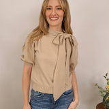 Christine Bow Tie Puff Sleeve Top