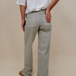 Odette Pants in washed sage with patch pockets and a high-rise straight leg — Paper Doll
