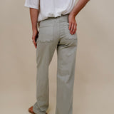 Odette Pants in washed sage with patch pockets and a high-rise straight leg — Paper Doll
