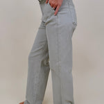 Odette Pants in washed sage with patch pockets and a high-rise straight leg — Paper Doll
