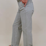 Odette Pants in washed sage with patch pockets and a high-rise straight leg — Paper Doll
