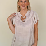 Ava Satin Ruched Neck Blouse