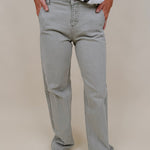 Odette Pants in washed sage with patch pockets and a high-rise straight leg — Paper Doll
