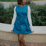 Ellery Sleeveless Round Neck Denim Mini Dress